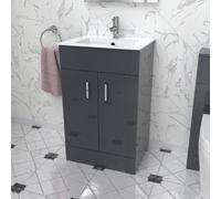 Nes Home Nanuya 500mm Floor Standing Anthracite Stylish Slim Basin Vanity Unit