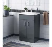 Nes Home Nanuya 500mm Medium Basin Vanity Unit Floor Standing Grey