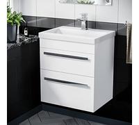 Nes Home Nanuya 500mm Wall Hung 2 Drawer Vanity Basin Unit White