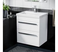 Nanuya 500mm Wall Hung 2 Drawer Vanity Basin Unit White
