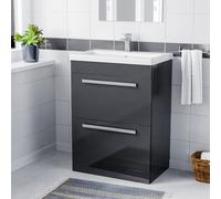 Nes Home Nanuya 600mm Floorstanding 2 Drawer Vanity Basin Unit Anthracite