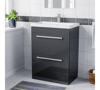 Nes Home Nanuya 600mm Floorstanding 2 Drawer Vanity Basin Unit Anthracite
