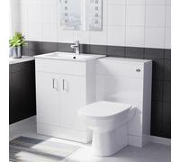 Nes Home Nanuya 600mm White Freestanding Mdf Vanity Basin, Wc Unit & Btw Toilet