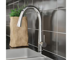Nes Home Neptune Modern Single Lever Swivel Spout Kitchen Sink Mono Curved Mixer Tap