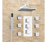 Nes Home Olive 3 Dial 3 Way Square Set - Shower Head, Handset And Body Jets