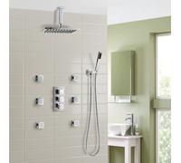 Nes Home Olive 3 Way Square Concealed Thermostatic Mixer Valve Hand Held Body Jet Shower in Silver Nes Home Silver