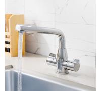 Nes Home Olivia Twin Kitchen Sink Swivel Mixer Tap Chrome