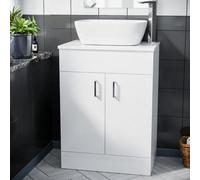 Nes Home Onken 500mm White Vanity Cabinet And Rectangle Curved Edges Counter Top Basin