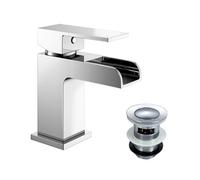 Nes Home Origin Waterfall Bathroom Basin Mixer Tap & Waste Chrome