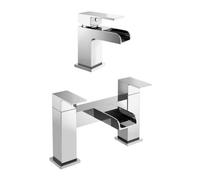 Nes Home Origin Waterfall Mono Mixer Tap, Bath Filler Mixer Tap & Waste Chrome
