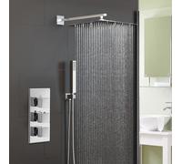 Nes Home Orta Square Concealed Thermostatic Mixer Valve Hand Held 300mm Shower Head Set in Silver Nes Home Silver
