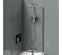 Nes Home Overhead & Hand Shower Kit, Thermostatic Mixer & Filler Valve - Chrome in Silver | Size: 200mm x 1500mm Nes Home Silver 200mm x 1500mm