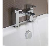 Nes Home Ozone Contemporary Bridge Chrome Waterfall Bath Filler Tap in Metallic Silver Nes Home Metallic Silver