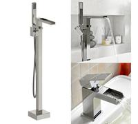 Nes Home Ozone Freestanding Waterfall Bath Shower Tap, Basin Mixer Tap & Waste Chrome