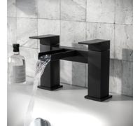 Nes Home Ozone Modern Matte Black Waterfall Deck Mounted Bath Filler Tap