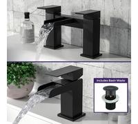 Nes Home Ozone Waterfall Basin Mono Mixer, Bath Filler Tap & waste in Silver Nes Home Silver
