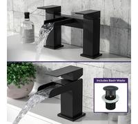 Nes Home Ozone Waterfall Basin Mono Mixer, Bath Filler Tap & waste in Silver Nes Home Silver
