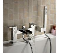 Nes Home Cascade Waterfall Bath Shower Mixer Tap Handset Chrome Deck Mounted