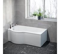 Nes Home P Shaped Left Hand 1500mm Curved Shower Bath Acrylic