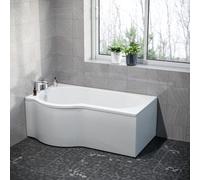Nes Home P Shaped Left Hand 1500mm Curved Shower Bath Acrylic