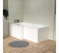 Nes Home P Shaped Left Hand 1500mm Curved Shower Bath Acrylic