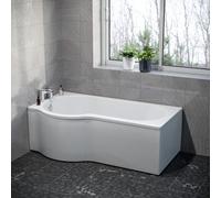 Nes Home P Shaped Left Hand 1600mm Curved Shower Bath Acrylic