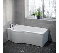 Nes Home P Shaped Left Hand 1600mm Curved Shower Bath Acrylic