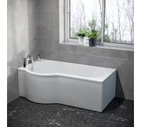 Nes Home P Shaped Left Hand 1600mm Curved Shower Bath Acrylic