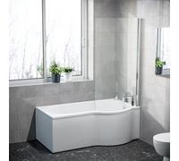 Nes Home P Shaped Rh 1500mm Curved Shower Bath Acrylic Front Panel & Screen