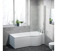 Nes Home P Shaped Rh 1600mm Curved Shower Bath Acrylic Front Panel & Screen