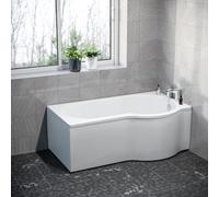 Nes Home P Shaped Right Hand 1500mm Curved Shower Bath Acrylic