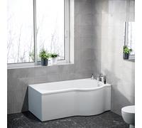 Nes Home P Shaped Right Hand 1500mm Curved Shower Bath Acrylic & Front Panel