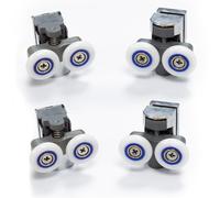 Pack of 4 Shower Door Wheels Twin Top and Bottom Roller Runners Chrome