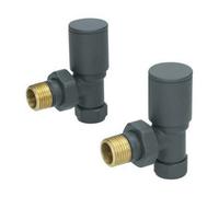 Nes Home Pair 15mm Radiator Valve Angled Anthracite Brass Twin Pack Heated
