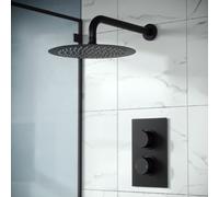 Nes Home Porto Concealed Thermostatic Overhead 250mm Rainfall Shower Mixer Set Matte Black