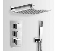 Nes Home Premium Square Thermostatic Mixer Valve + Solid Brass Showerhead & Handset