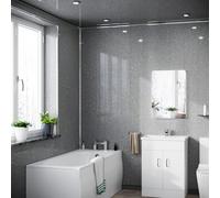 Nes Home Pvc Ceiling Panel 2700 X 250 X 5mm Pack Of 4 Grey Sparkle