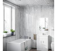 Nes Home Pvc Ceiling Panel With Silver Line 2700 X 200 X 6mm Pack Of 5 Grey Marble Silver