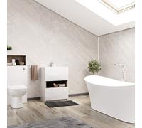 Nes Home Pvc Cladding Shower Panel 2400 X 1000 X 10mm Light Beige Stone