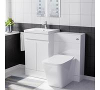 Nes Home PVC White Freestanding 500mm 2 Doors Vanity & WC Unit & BTW Toilet
