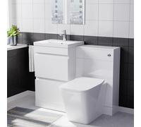 Nes Home PVC White Freestanding 500mm 2 Drawers Vanity & WC Unit & BTW Toilet