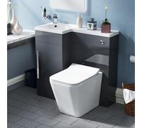 Nes Home Raven Left Hand 900mm Vanity Basin Unit, Wc Unit & Elora Back To Wall Toilet Grey