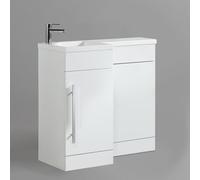 Nes Home Raven Lh 900mm Vanity Basin Unit, Wc Unit & Desone Back To Wall Toilet White