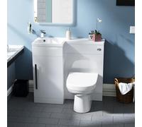 Nes Home Raven LH 900mm Vanity Basin Unit, WC Unit & Elso BTW Toilet White - Flat Pack