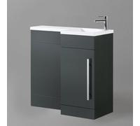 Nes Home Raven Rh 900mm Vanity Basin Unit, Wc Unit & Desone Back To Wall Toilet Grey