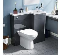 Nes Home Raven Rh 900mm Vanity Basin Unit, Wc Unit & Welbourne Back To Wall Toilet Grey