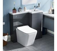 Nes Home Raven Right Hand 900mm Vanity Basin Unit, Wc Unit & Elora Back To Wall Toilet Grey