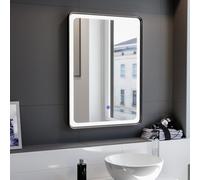 Nes Home Rectangle Demist Led Bathroom Mirror Touch Matte Black 500 X 700mm