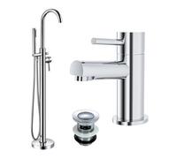 Nes Home Remy Basin Mixer Tap, Freestanding Bath Shower Mixer And Click Waste