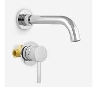 Nes Home Remy Wall Mounted Basin Mixer Tap & Concealed Valve Hot & Cold Mixer Chrome in Silver Nes Home Silver